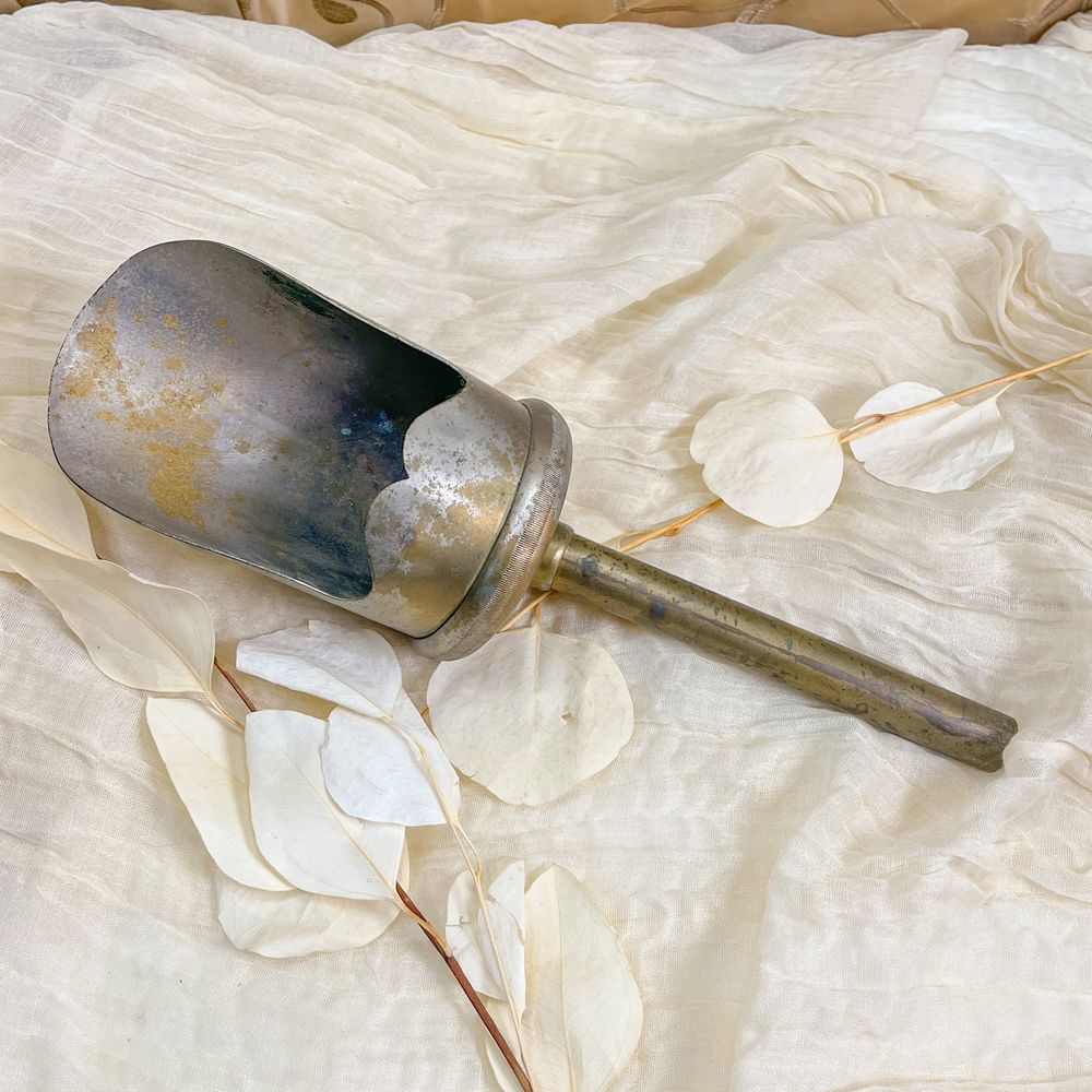 Vintage Rustic Metal Scoop with Handle